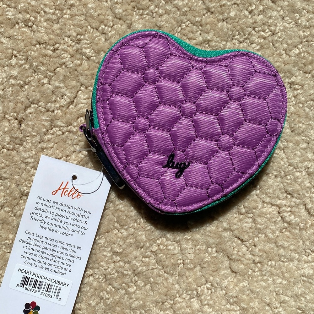 Lug Acai Berry Heart-shaped Quilted Coin Pouch